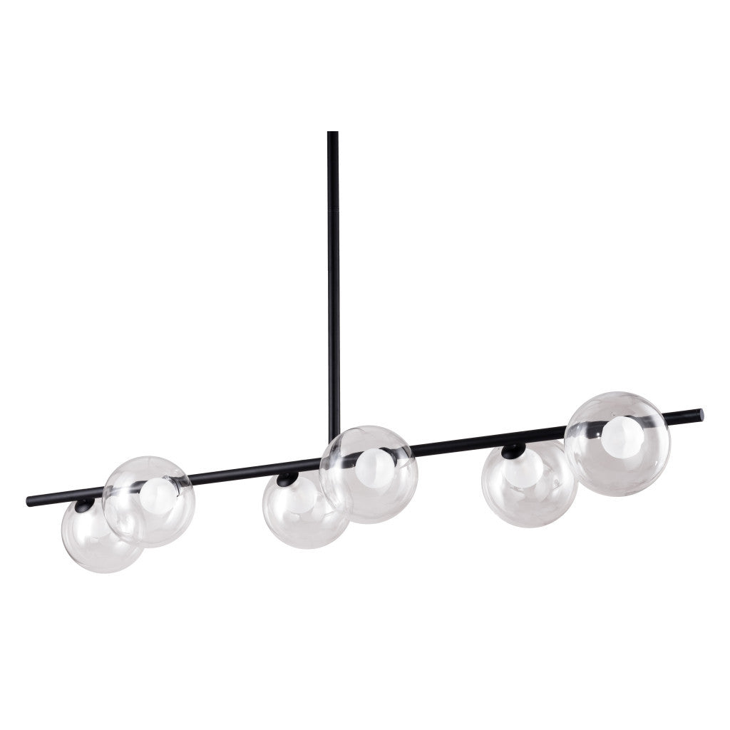 Black Kitchen Island Six Light Metal Ceiling Light-6