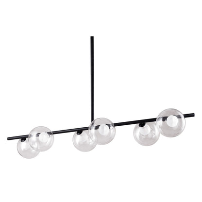 Black Kitchen Island Six Light Metal Ceiling Light-6