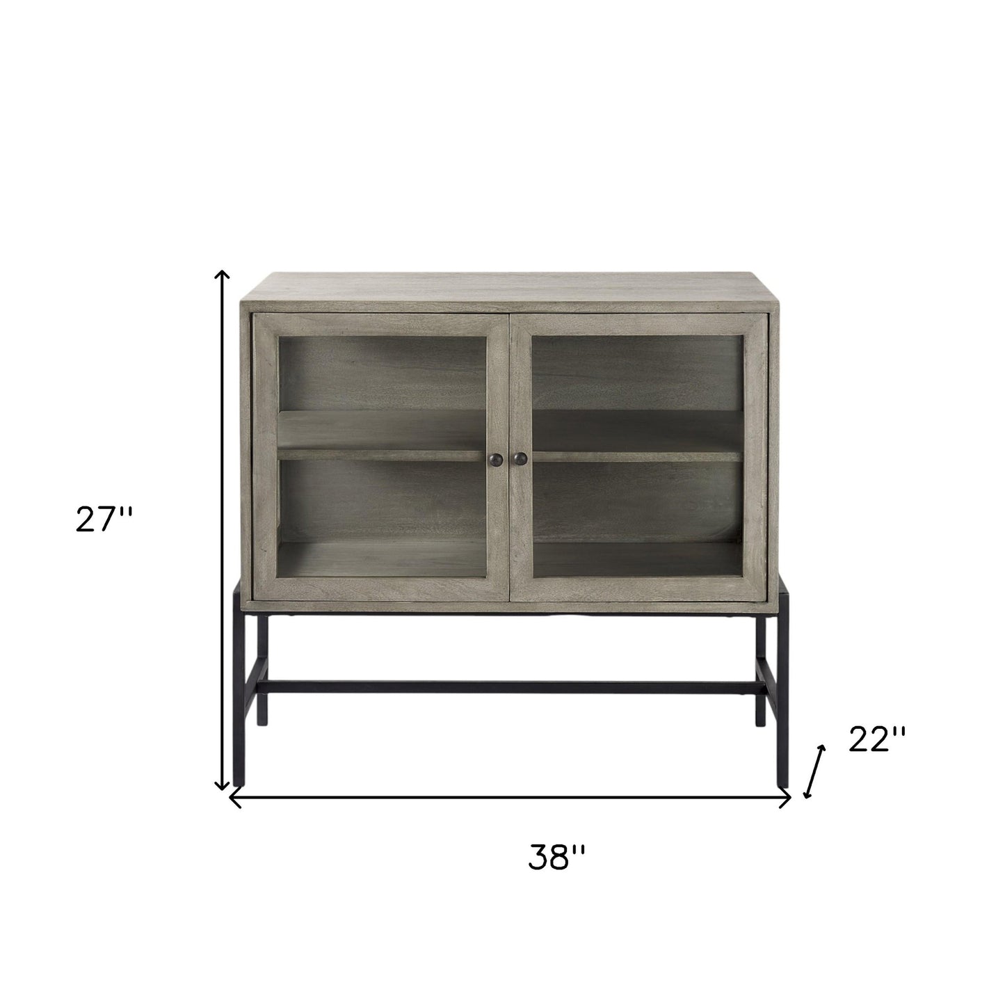 38" Gray Solid Wood Sideboard with Two Glass Doors-7