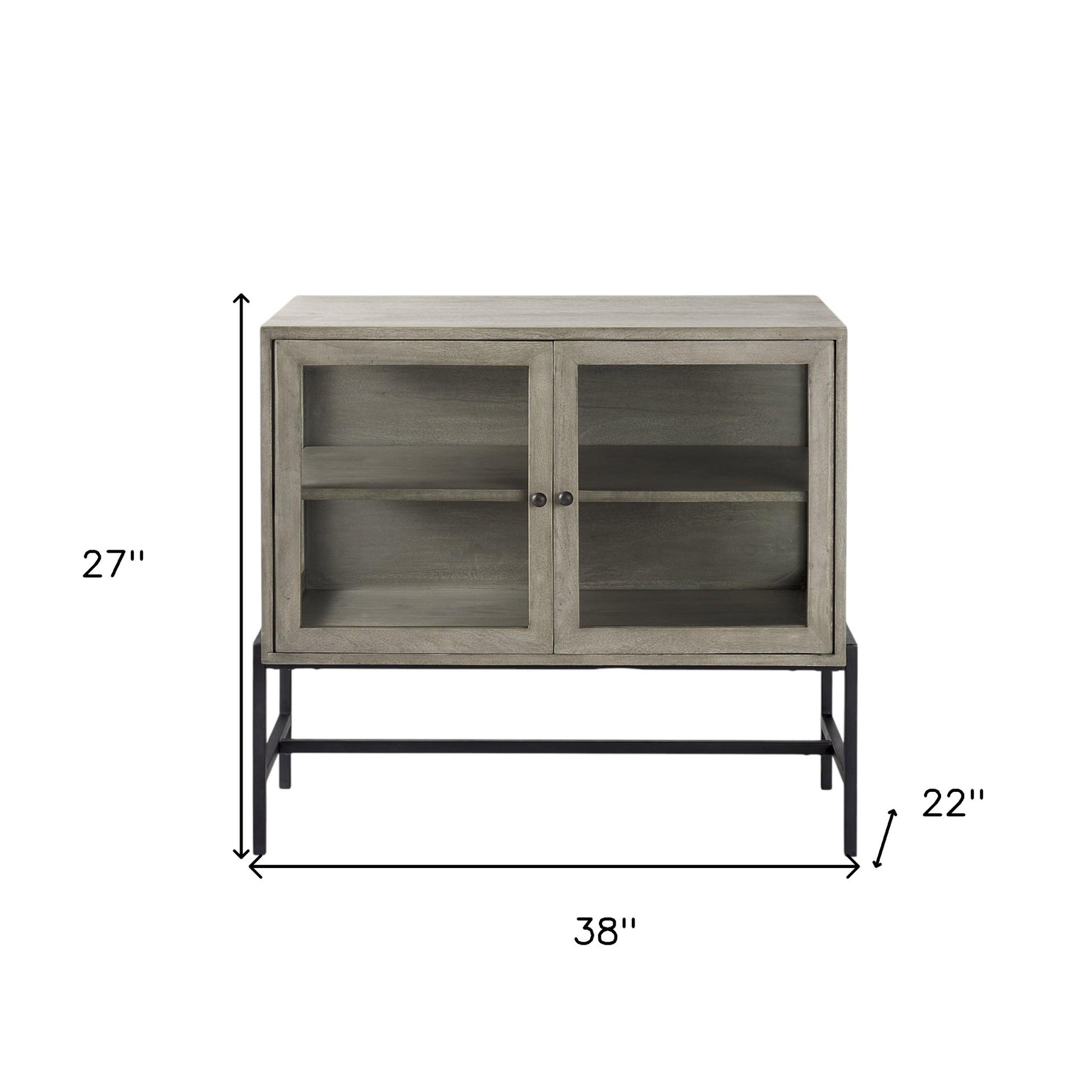38" Gray Solid Wood Sideboard with Two Glass Doors-7