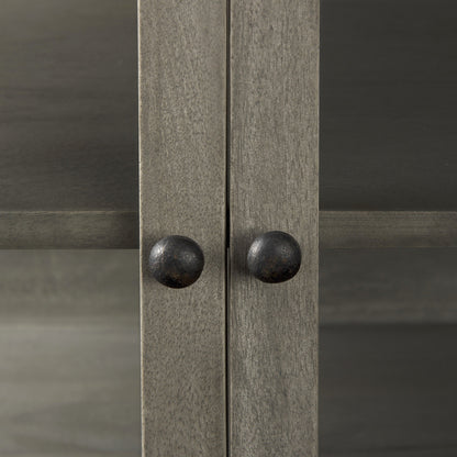 38" Gray Solid Wood Sideboard with Two Glass Doors-6