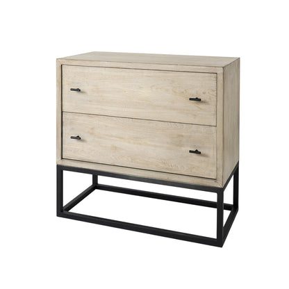32" Natural Solid Wood Two Drawer Sideboard-2