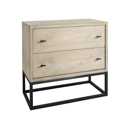32" Natural Solid Wood Two Drawer Sideboard-3