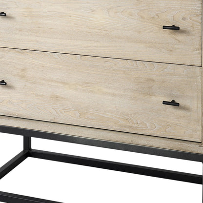 32" Natural Solid Wood Two Drawer Sideboard-7