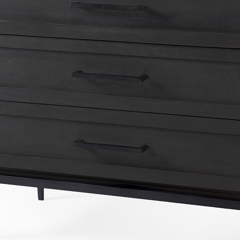 36" Black And White Solid Wood And Marble Three Drawer Dresser-6