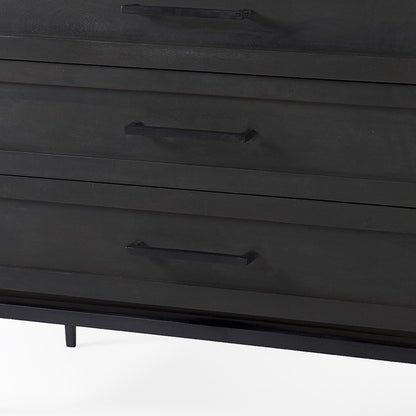 36" Black And White Solid Wood And Marble Three Drawer Dresser-6