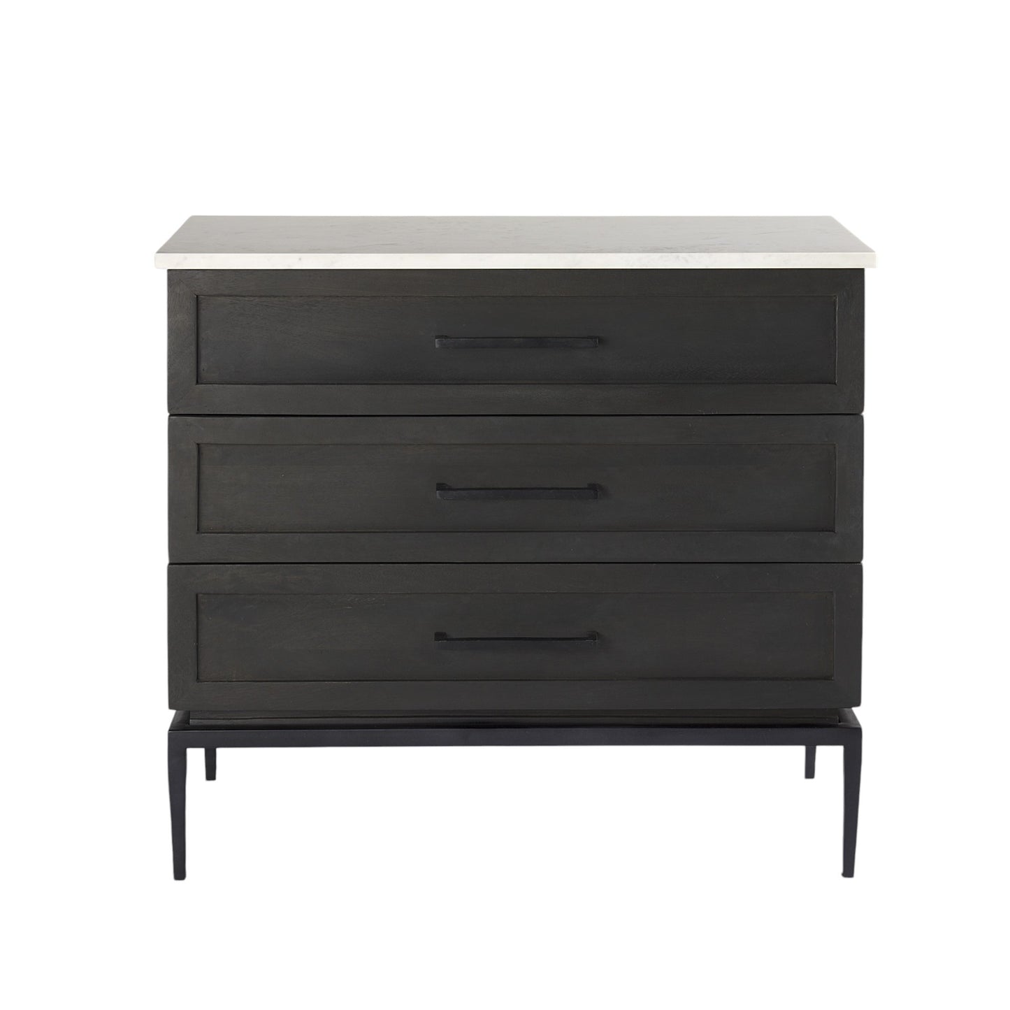 36" Black And White Solid Wood And Marble Three Drawer Dresser-5