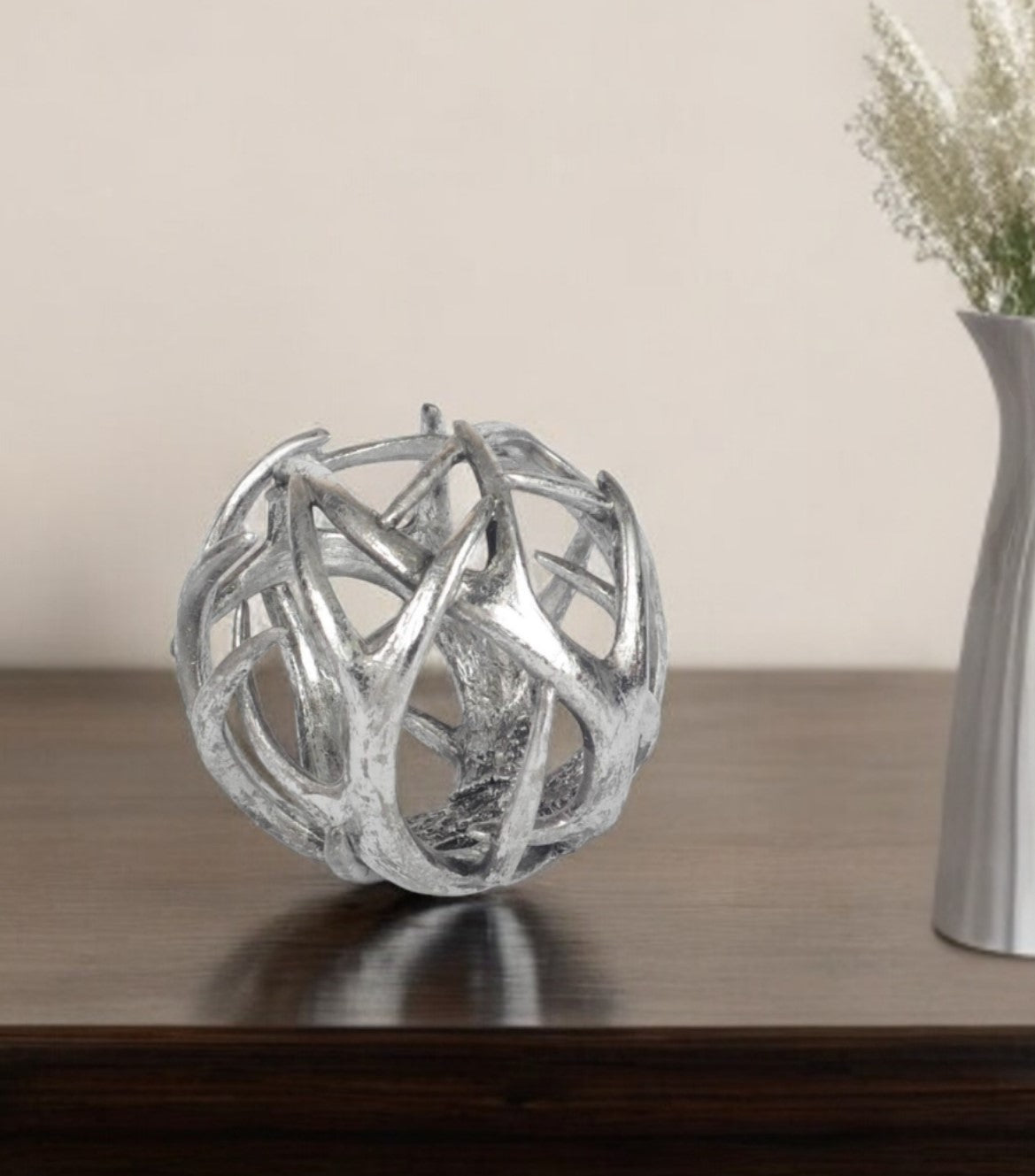 7" Silver Metal Tabletop Sculpture-1