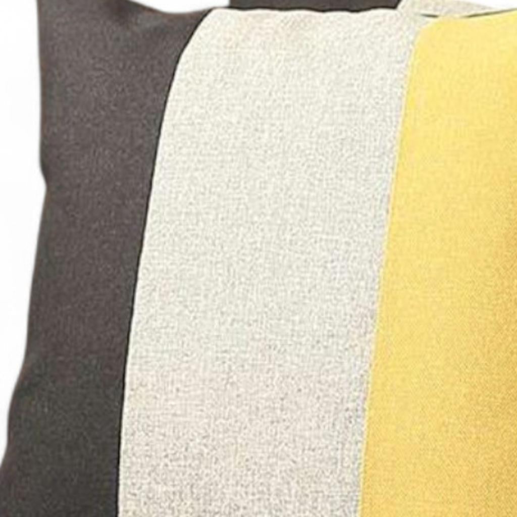 Set of Two 18" Gray Black And Yellow Fabric Throw Pillow Covers-2