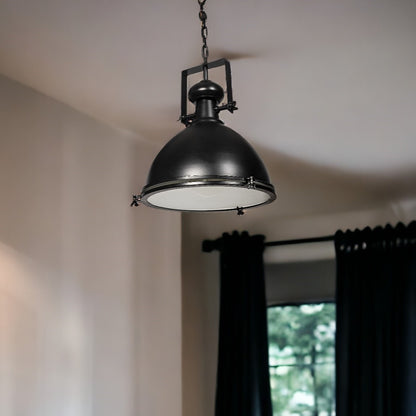 Industrial Black Metal Hanging Pendant Light-1