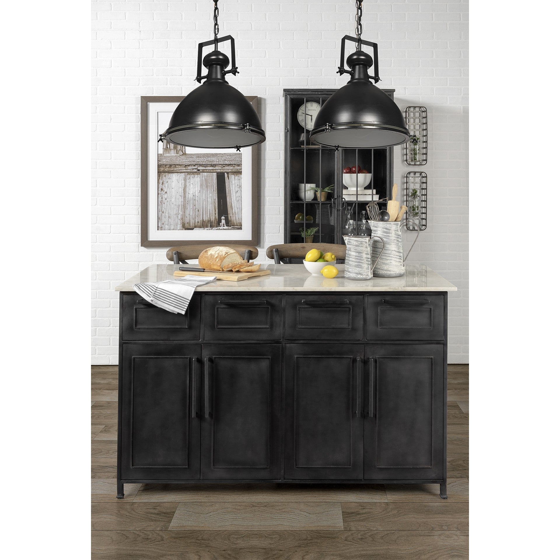 Industrial Black Metal Hanging Pendant Light-8