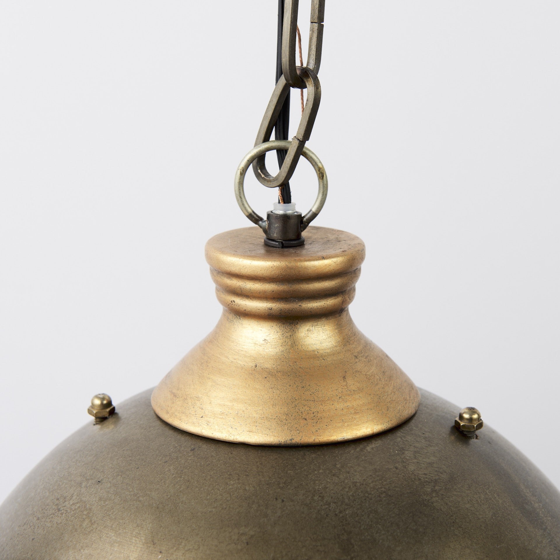 Distressed Bronze Metal Dome Hanging Light-6