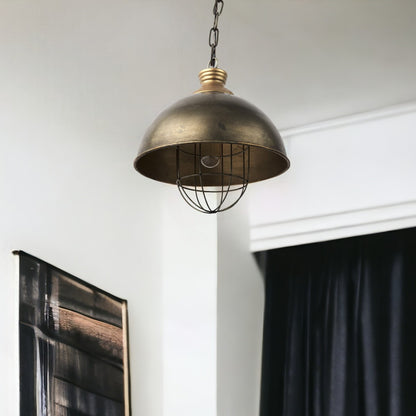 Distressed Bronze Metal Dome Hanging Light-1