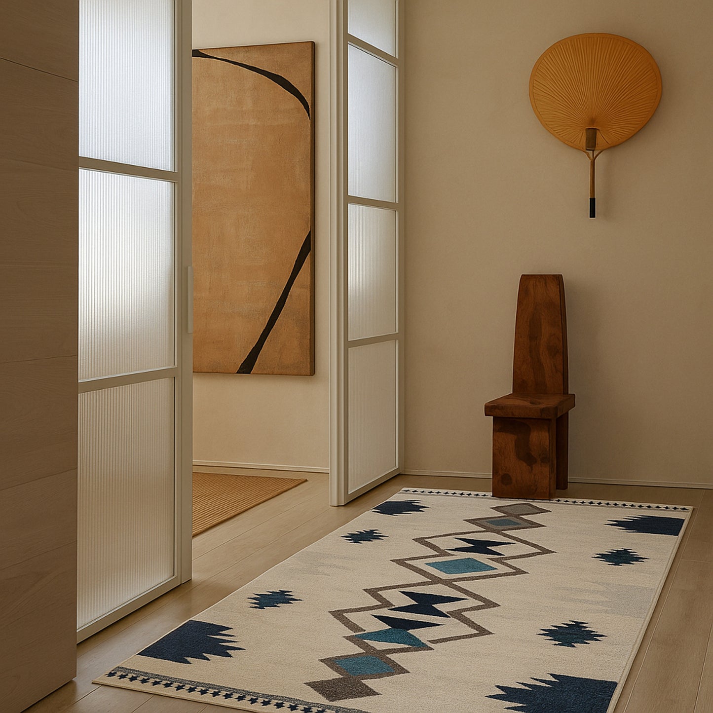 8' X 10' Blue and Ivory Southwestern Area Rug-4