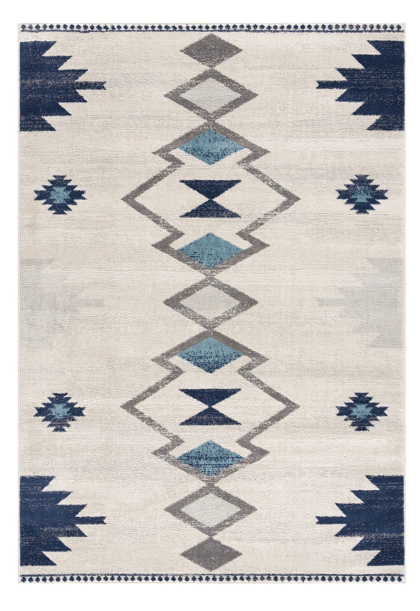 8' X 10' Blue and Ivory Southwestern Area Rug-0