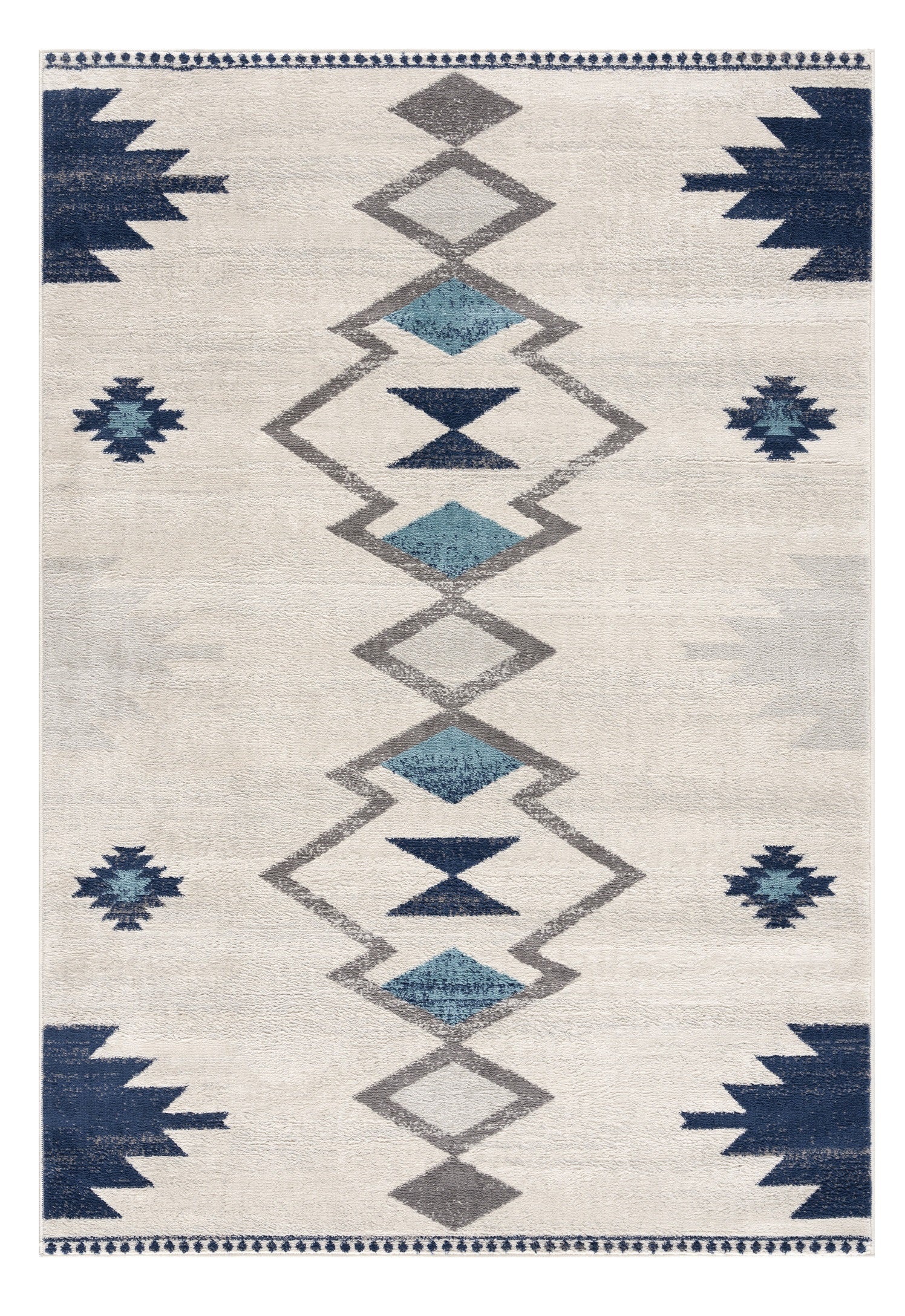 8' X 10' Blue and Ivory Southwestern Area Rug-0