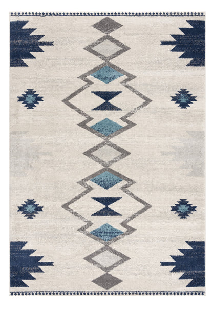 8' X 10' Blue and Ivory Southwestern Area Rug-0