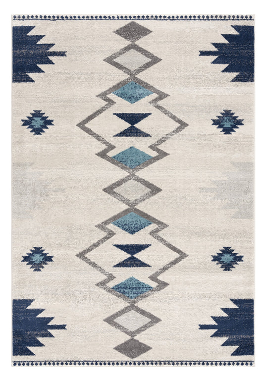 8' X 10' Blue and Ivory Southwestern Area Rug-0