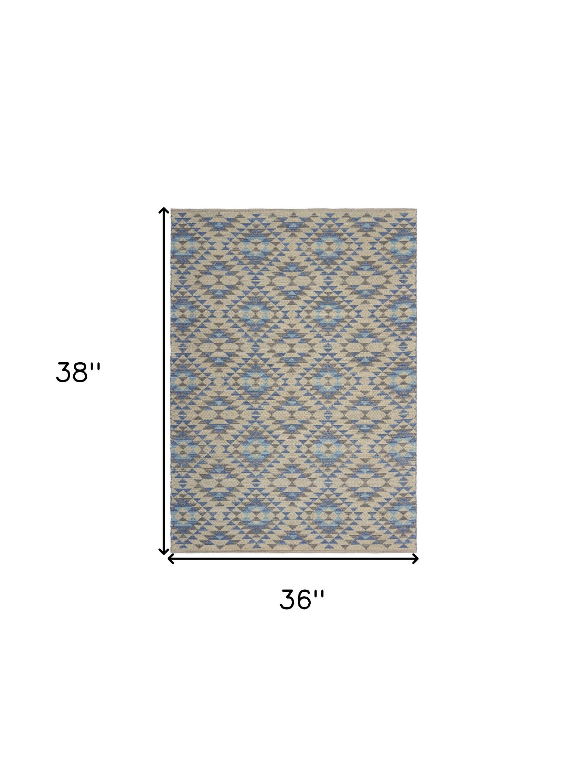 3' x 5' Blue Decorative Lattice Area Rug-2