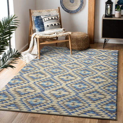 3' x 5' Blue Decorative Lattice Area Rug-6