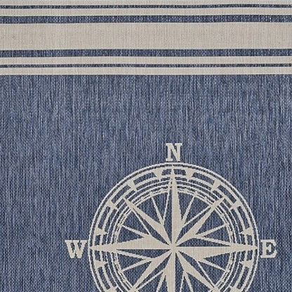 5' X 7' Blue And Gray Indoor Outdoor Area Rug-3