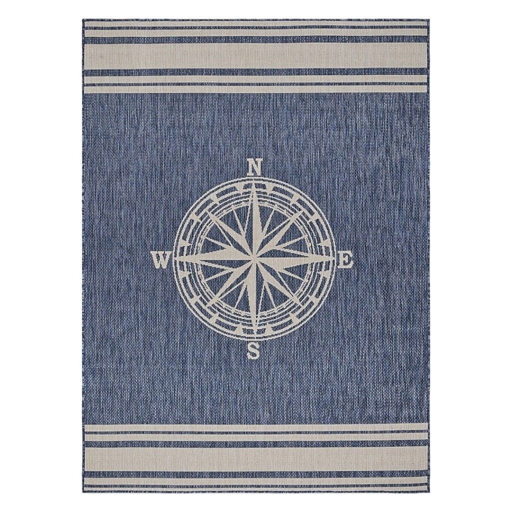 5' X 7' Blue And Gray Indoor Outdoor Area Rug-1