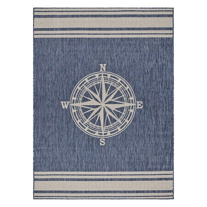 5' X 7' Blue And Gray Indoor Outdoor Area Rug-1