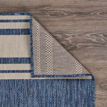 5' X 7' Blue And Gray Indoor Outdoor Area Rug-7
