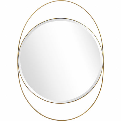 39" Gold Oval Metal Framed Accent Mirror-0