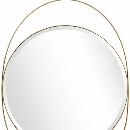 39" Gold Oval Metal Framed Accent Mirror-4