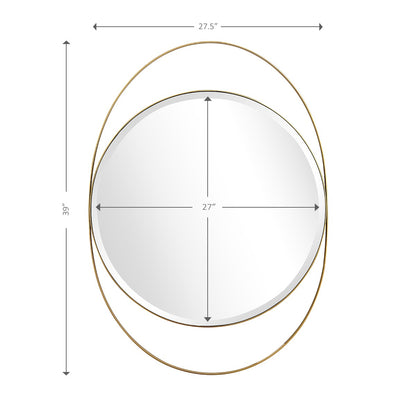 39" Gold Oval Metal Framed Accent Mirror-5