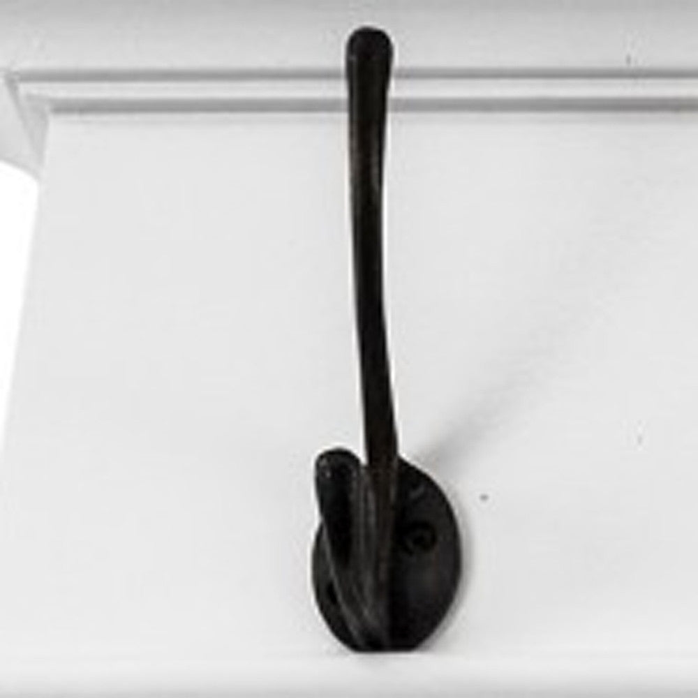 51" White Solid Wood Eight Hook Wall Mount Coat Rack-4