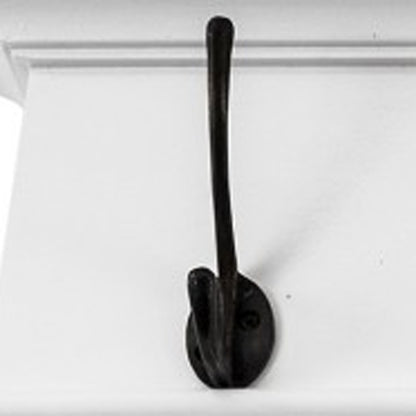 51" White Solid Wood Eight Hook Wall Mount Coat Rack-4