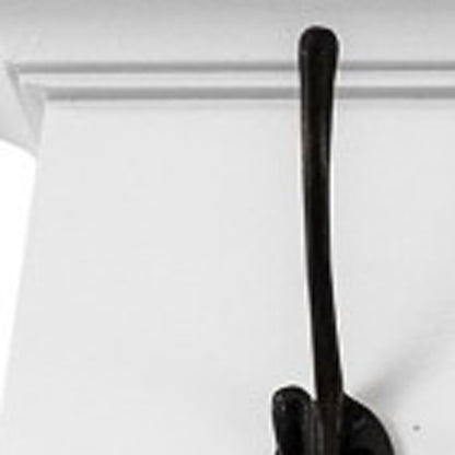 51" White Solid Wood Eight Hook Wall Mount Coat Rack-5