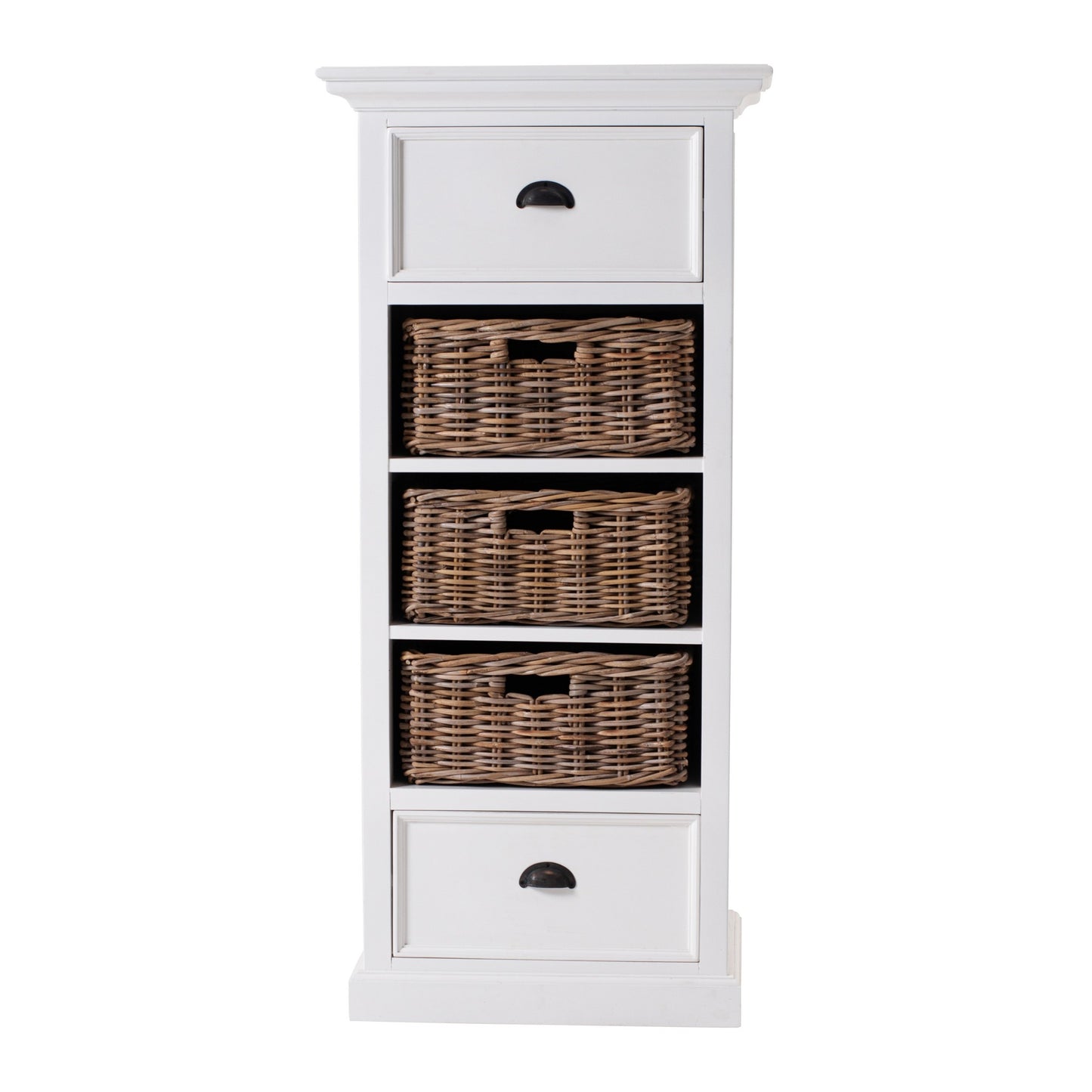 52" White Two Drawer Storage Cabinet With Baskets-0