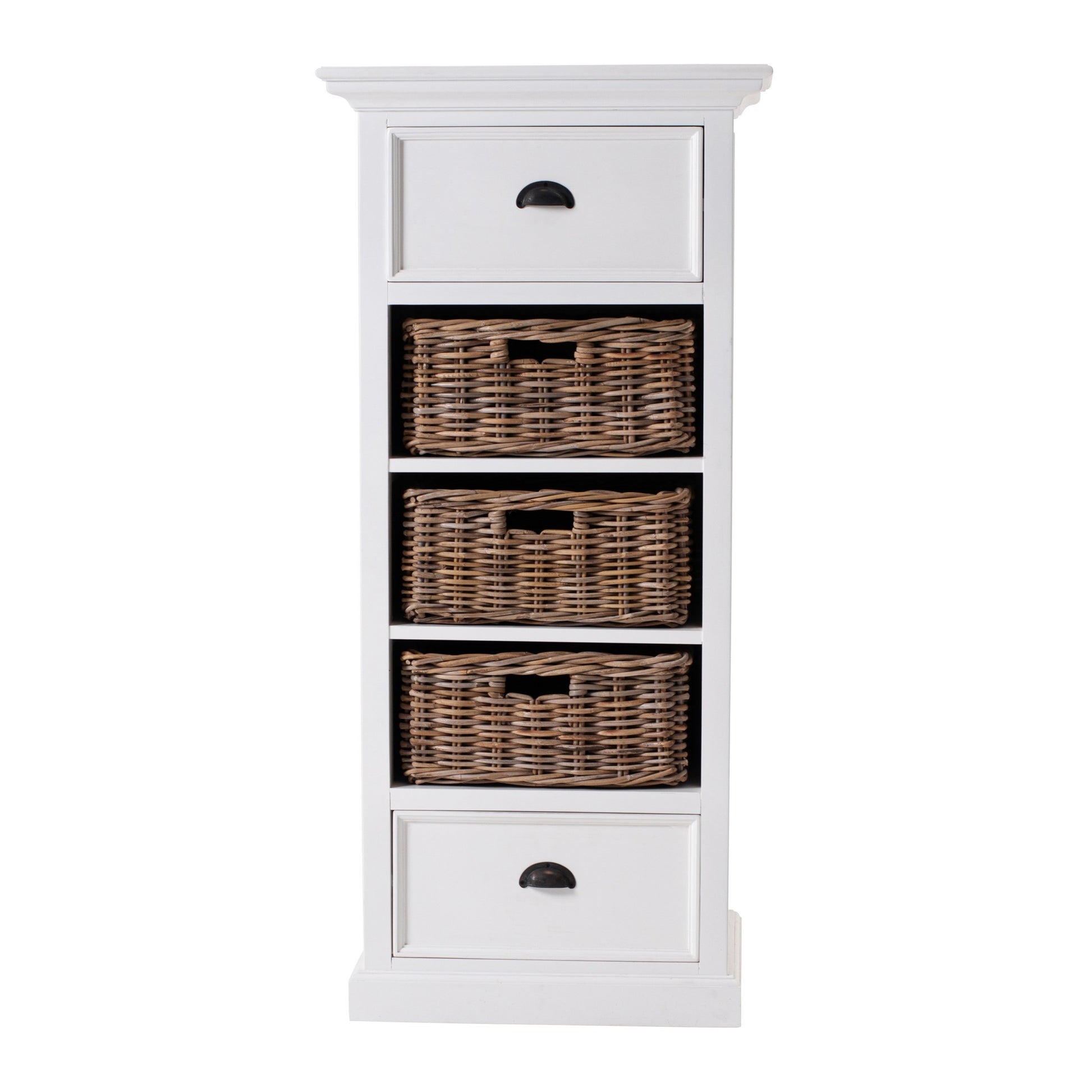 52" White Two Drawer Storage Cabinet With Baskets-0