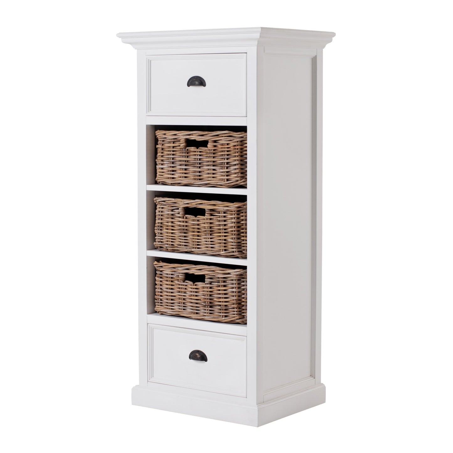 52" White Two Drawer Storage Cabinet With Baskets-5
