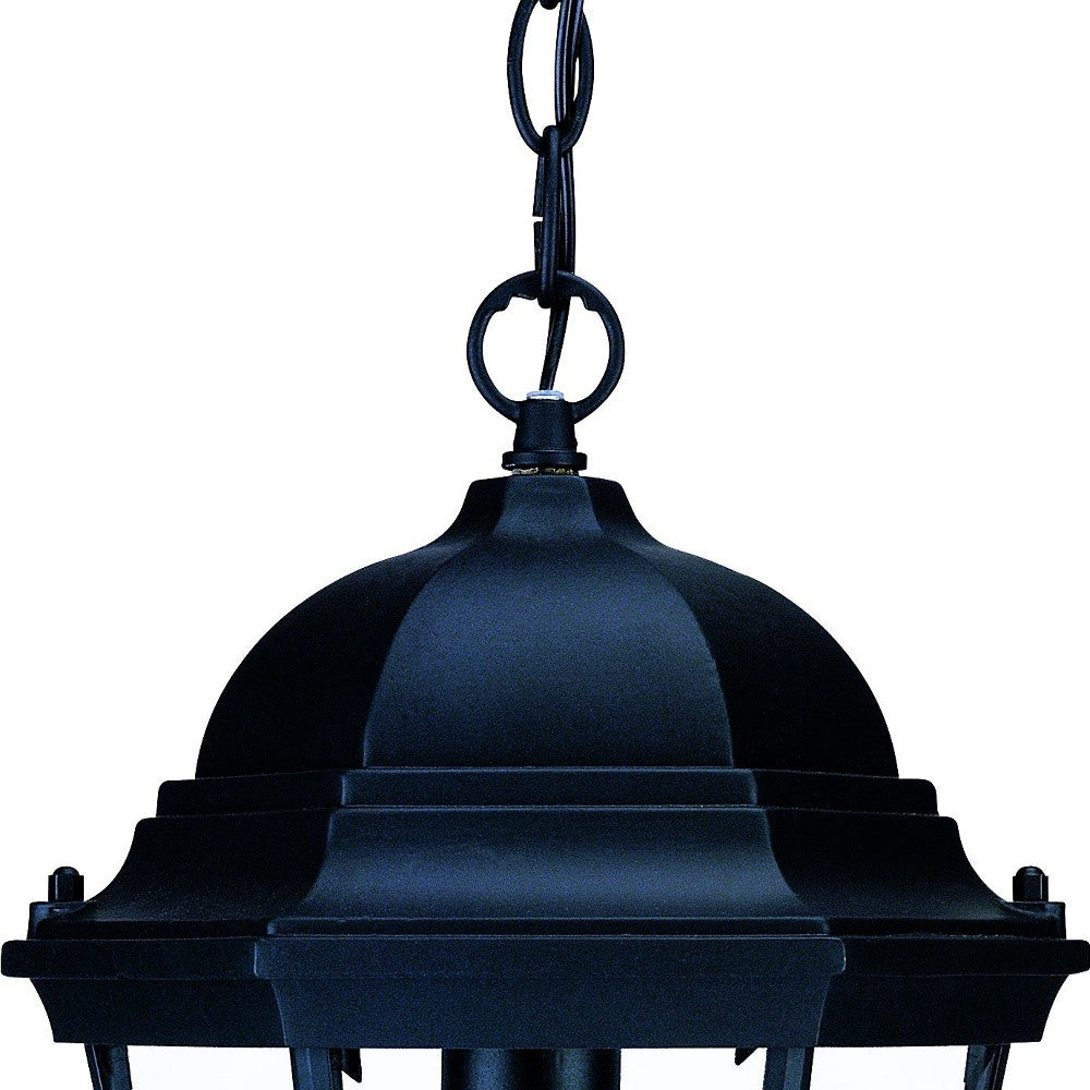 Black Lantern Beveled Metal Dimmable Chandelier With Clear Shades-3