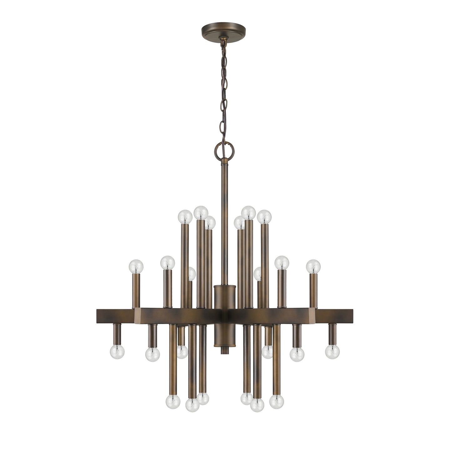 Brown Candle Style Multi Light Metal Dimmable Chandelier-1