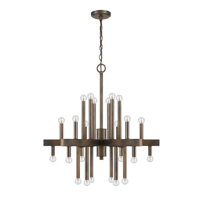 Brown Candle Style Multi Light Metal Dimmable Chandelier-1