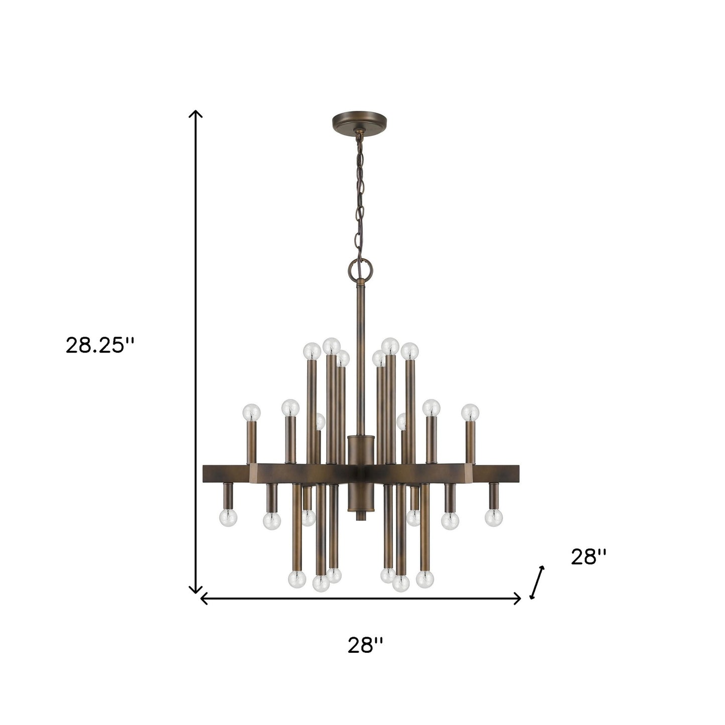 Brown Candle Style Multi Light Metal Dimmable Chandelier-4