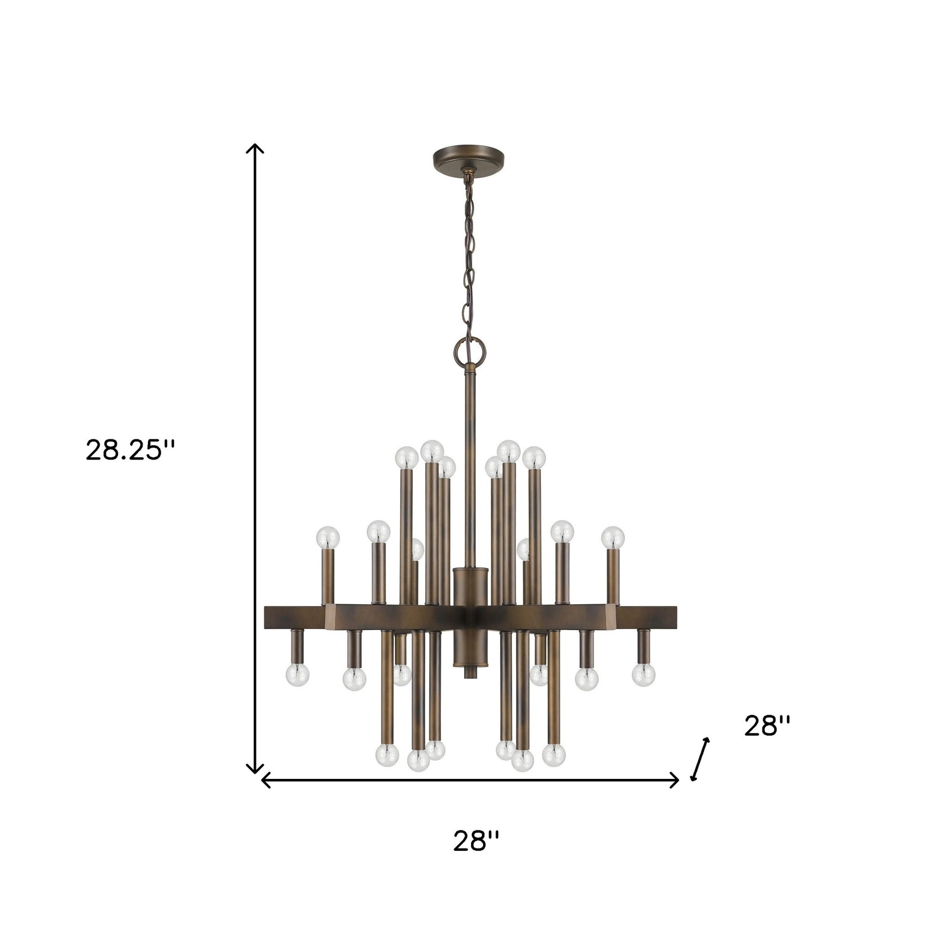 Brown Candle Style Multi Light Metal Dimmable Chandelier-4