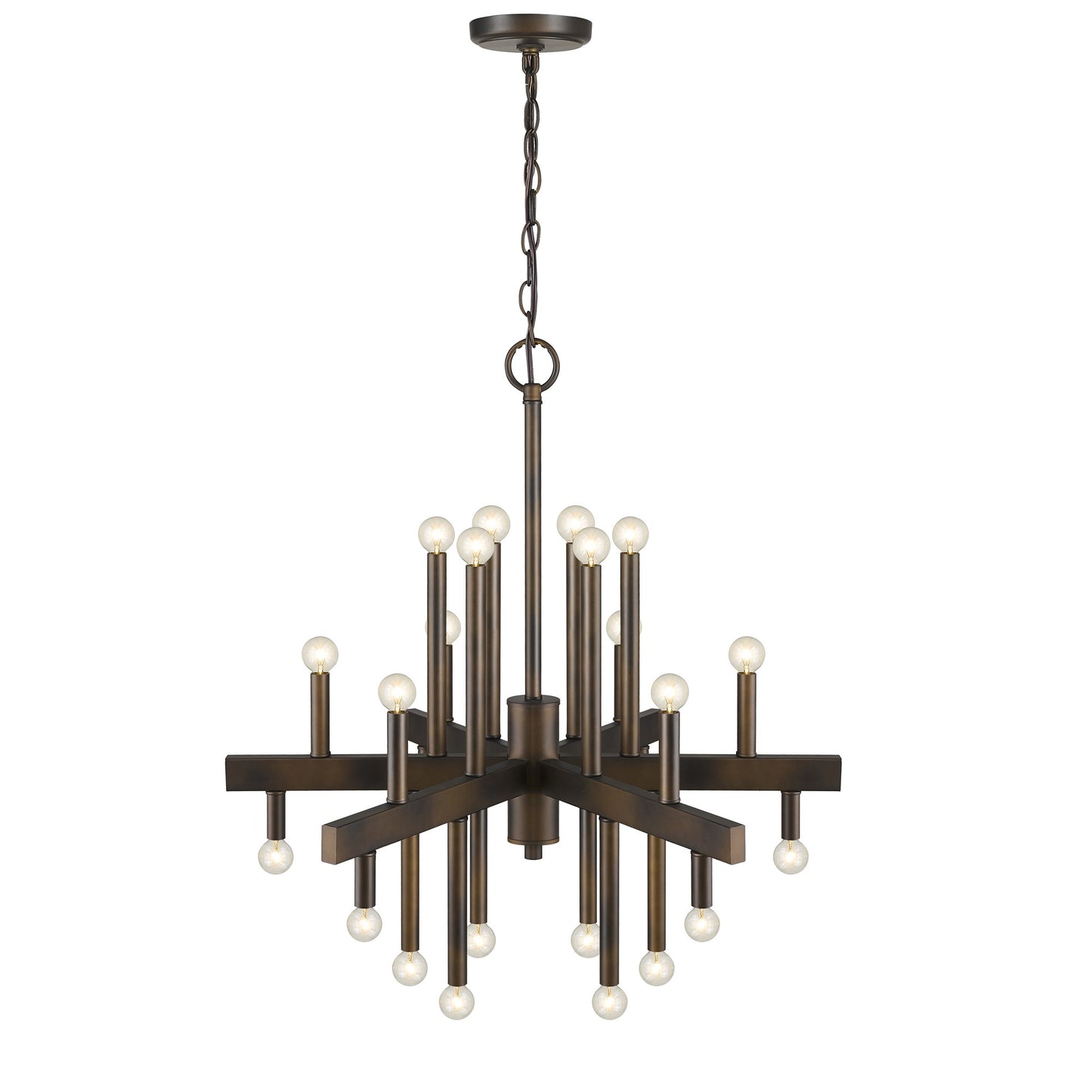 Brown Candle Style Multi Light Metal Dimmable Chandelier-2