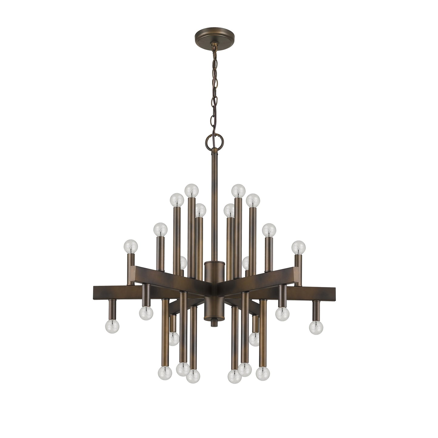 Brown Candle Style Multi Light Metal Dimmable Chandelier-3