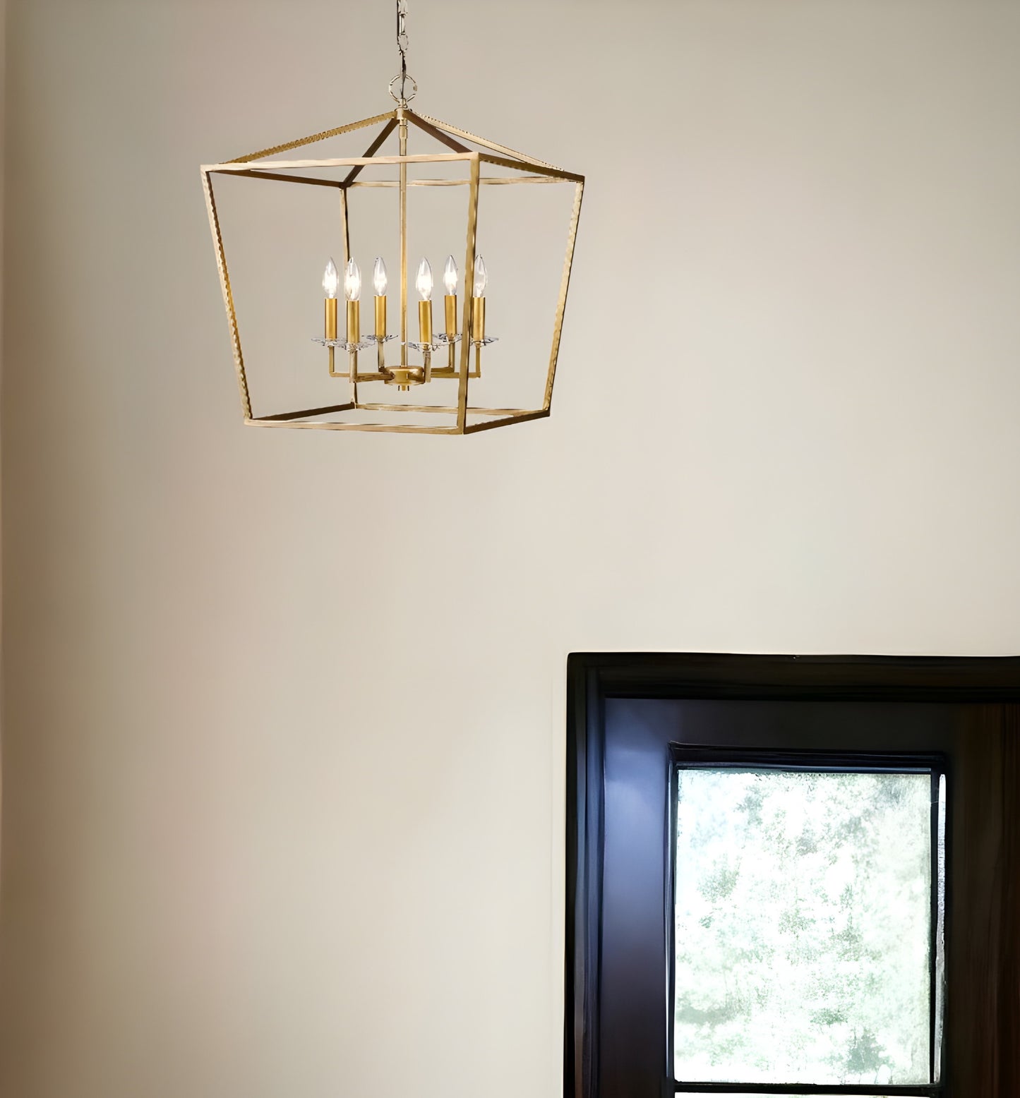 Kennedy 6-Light Antique Gold Foyer Pendant With Crystal Bobeches-1