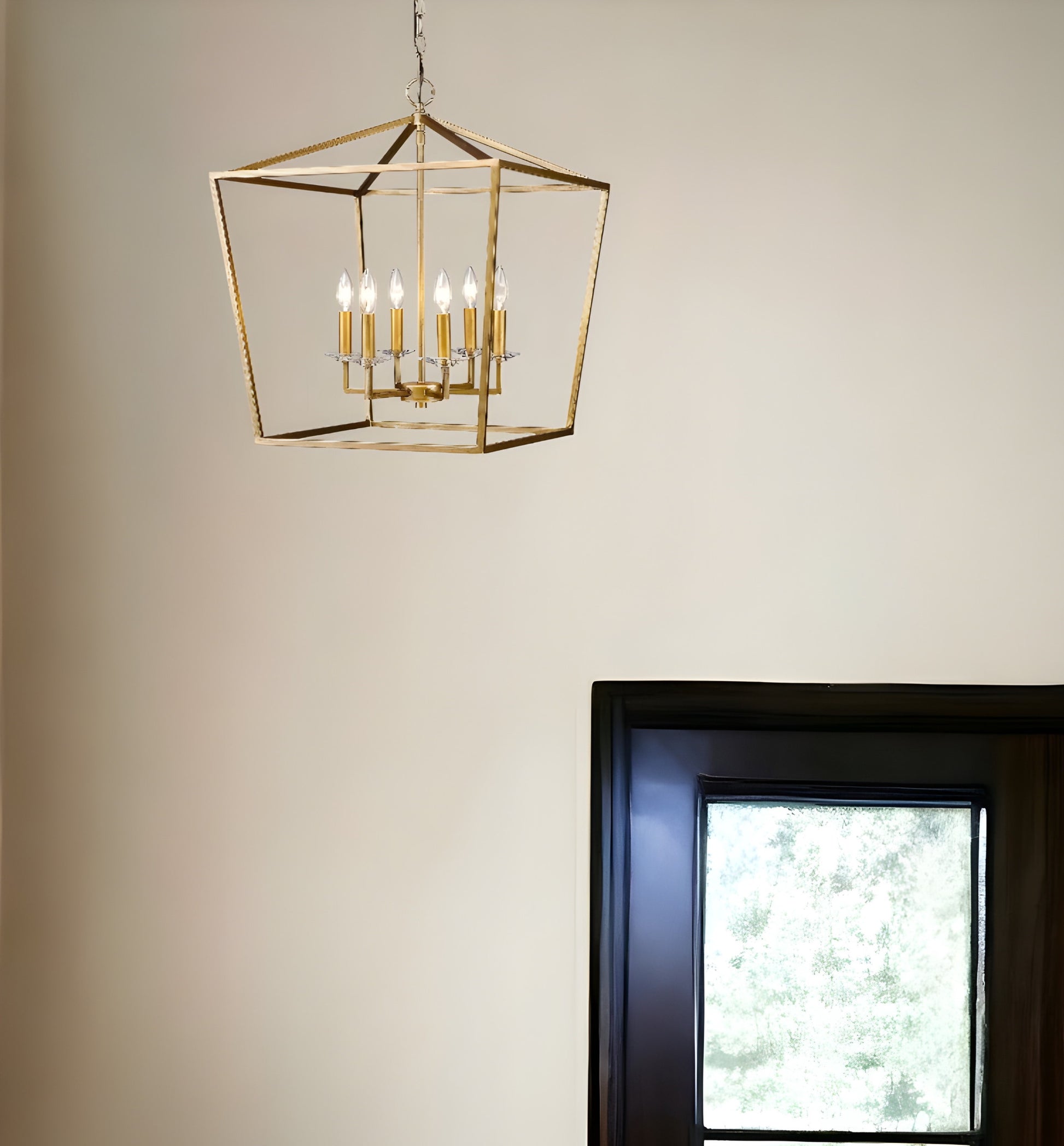 Kennedy 6-Light Antique Gold Foyer Pendant With Crystal Bobeches-1