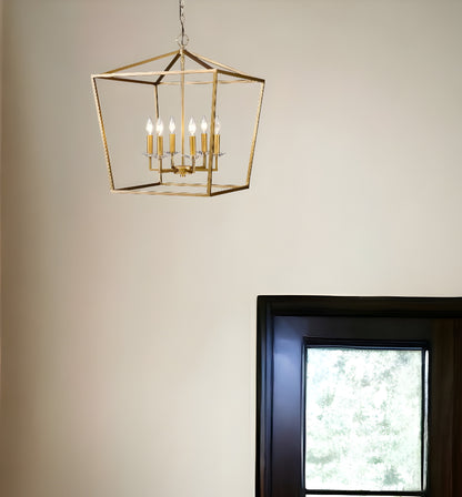 Kennedy 6-Light Antique Gold Foyer Pendant With Crystal Bobeches-1