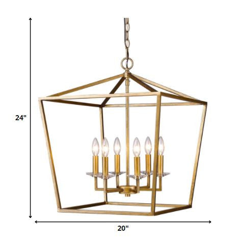 Kennedy 6-Light Antique Gold Foyer Pendant With Crystal Bobeches-5