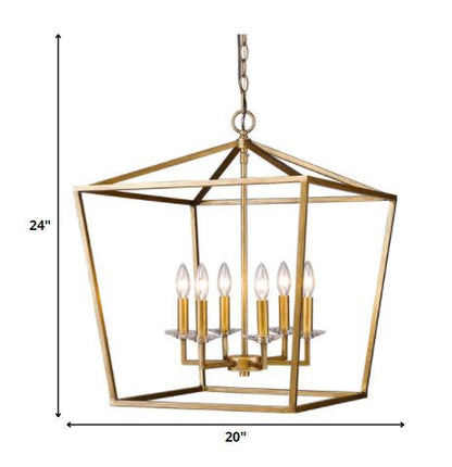 Kennedy 6-Light Antique Gold Foyer Pendant With Crystal Bobeches-5