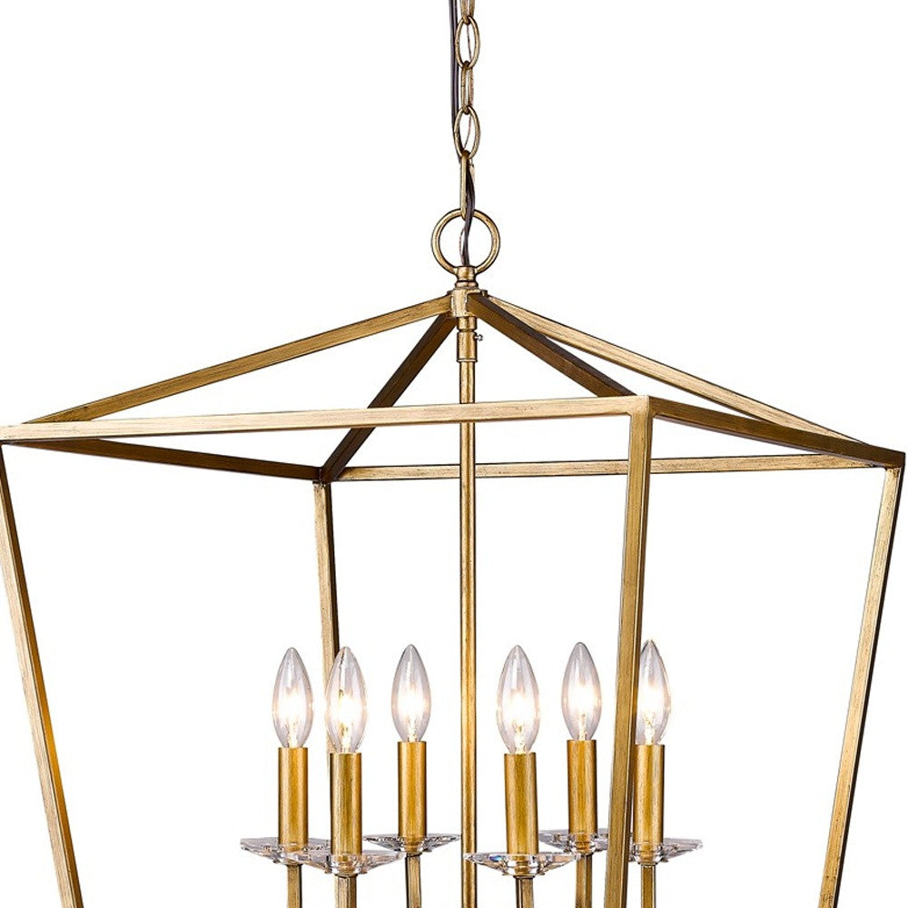 Kennedy 6-Light Antique Gold Foyer Pendant With Crystal Bobeches-3
